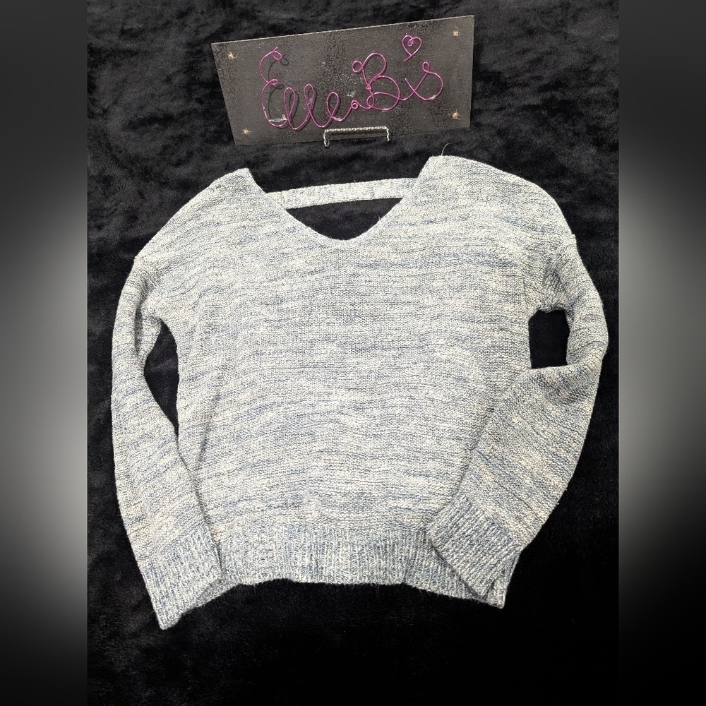 EUC Express Blue White Open Back Sweater S
